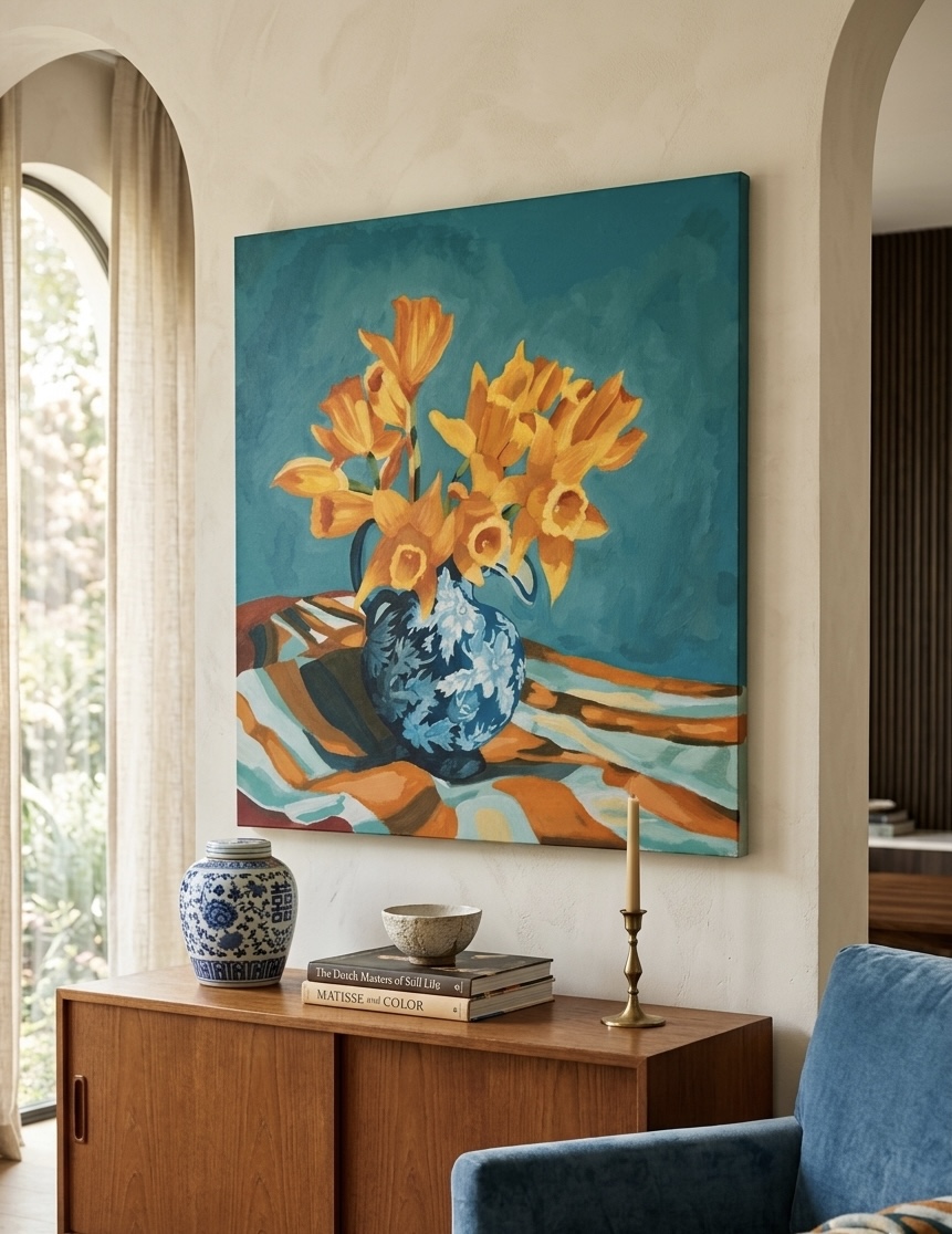 Daffodils in a Blue Vase — IMG 1599